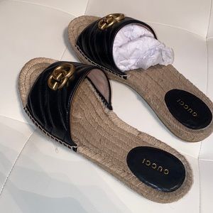 Gucci Matelasse GG Marmont Espadrille Slide Sandals 40.5